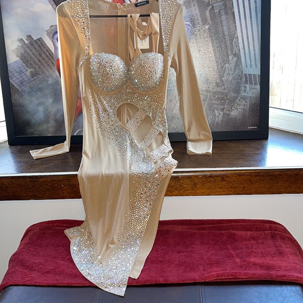 Beautiful rhinestone NUDE dress!!